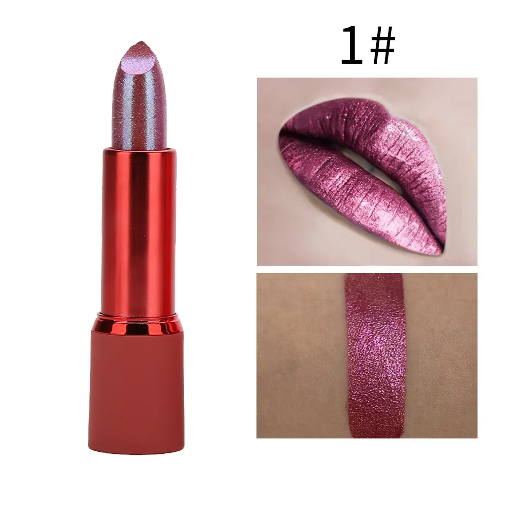 Maquiagem Metallic Lipsticks 4 Color Moisturizing Fine Glitter Lipstick Waterproof Long Lasting Makeup Lips Cosmetic