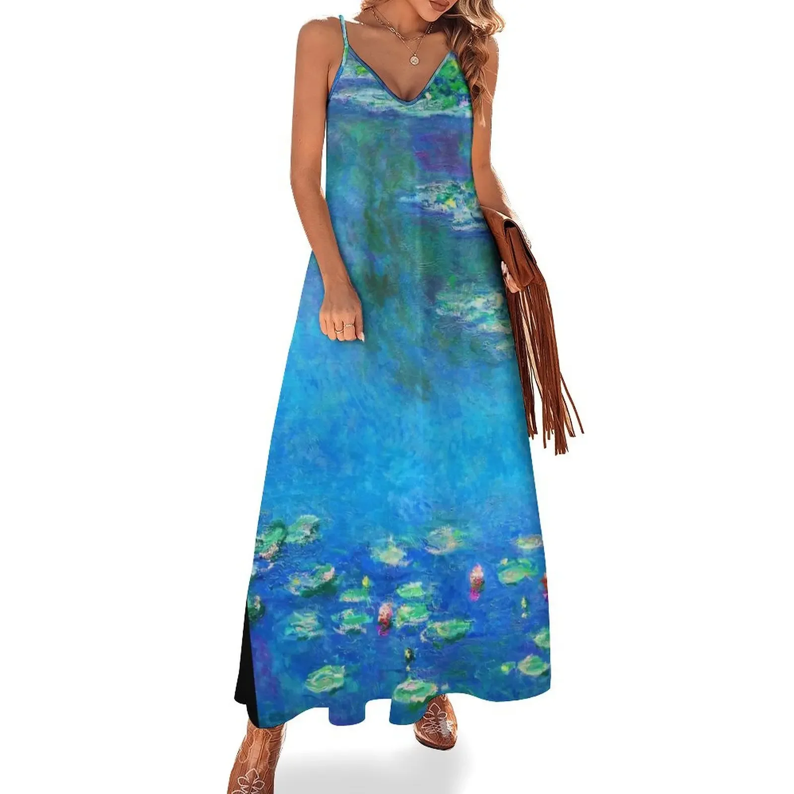 

Claude Monet Water Lilies Color-Enhanced Sleeveless Dress Long dress