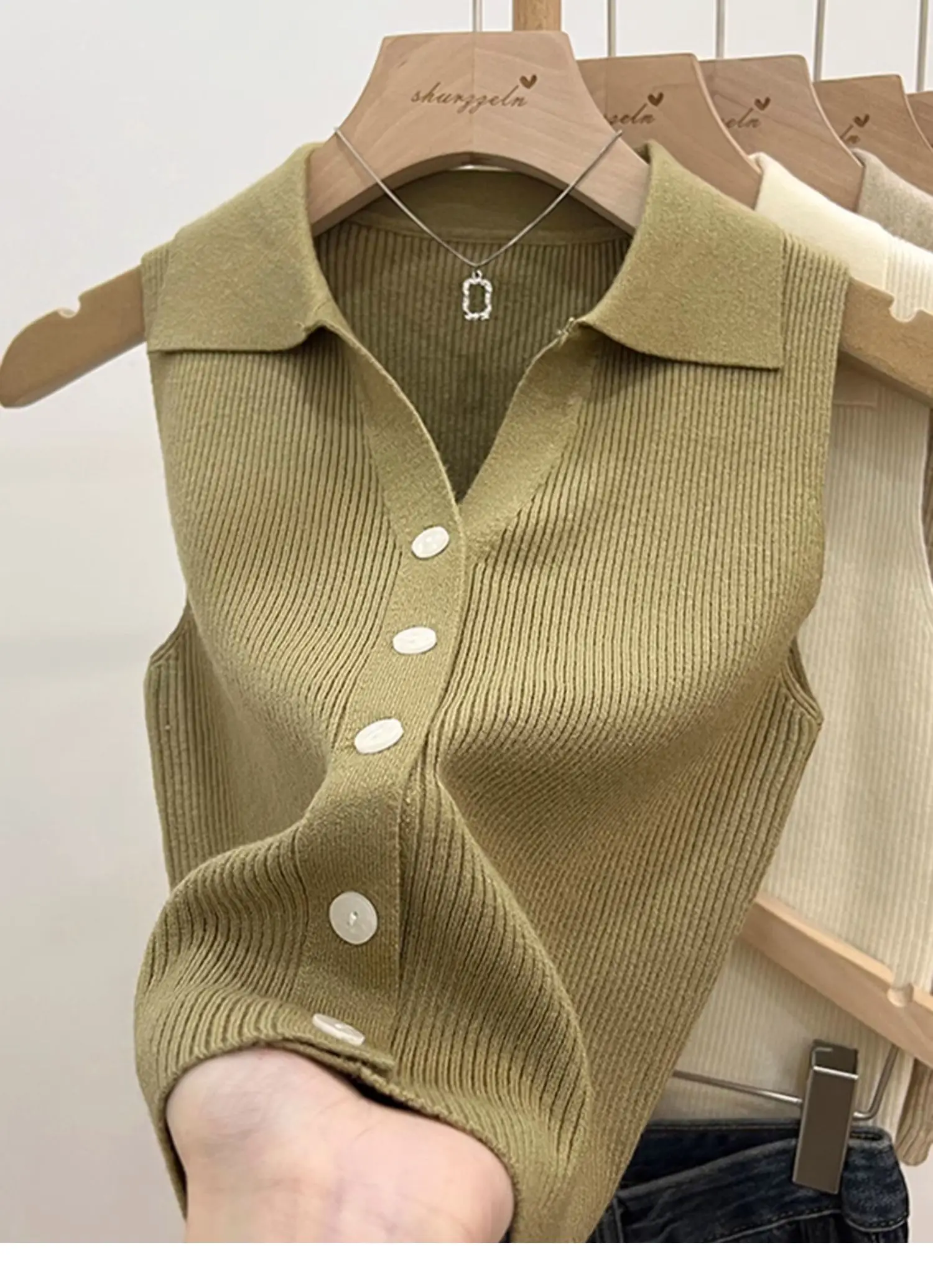 Solid Color Knitted for Women Cardigan Korean Single Breasted Sleeveless Jumper Woman Round Neck All Match Cardigans Outwear