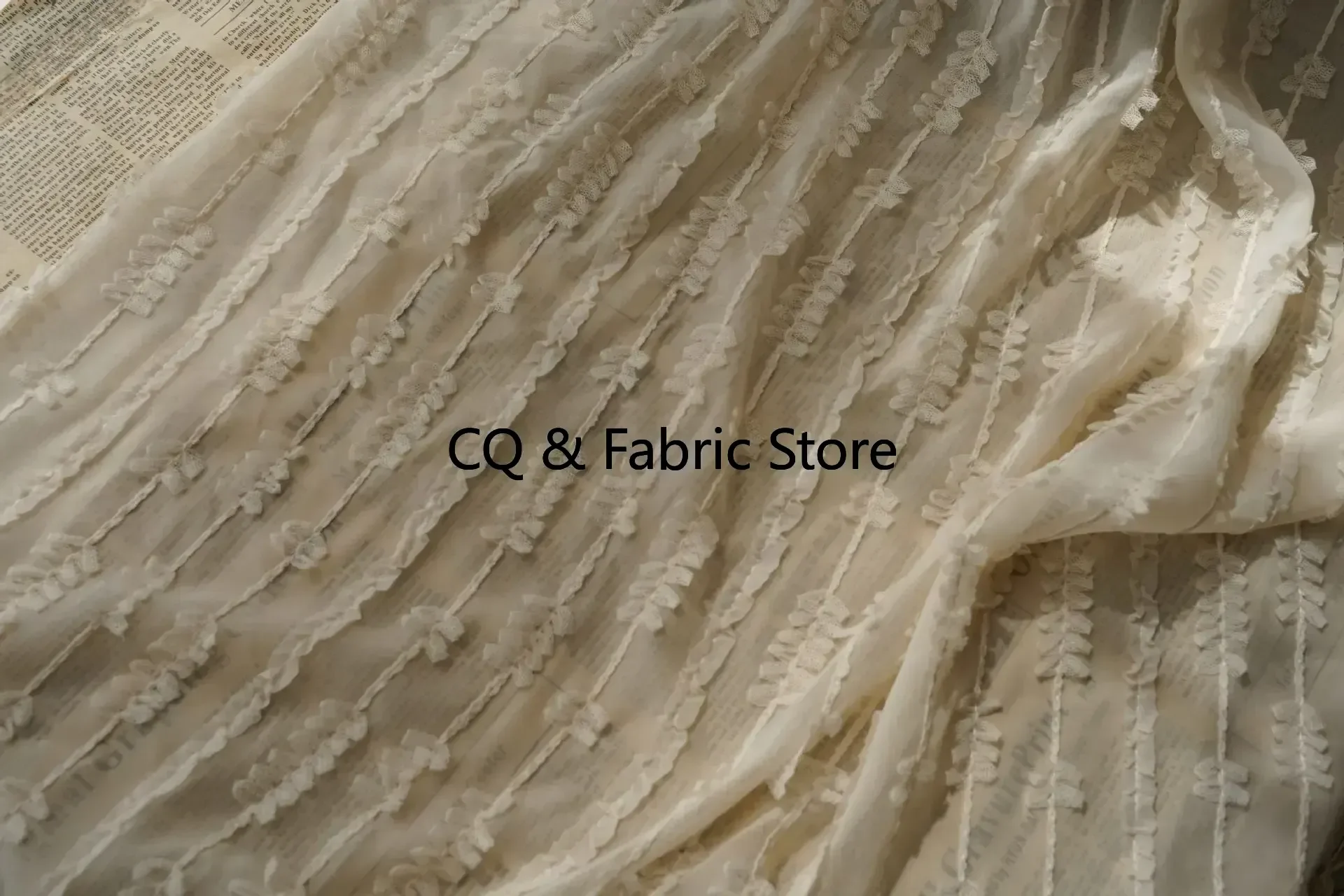 Floral Striped Jacquard Embroidered Chiffon Fabric For Dress Clothing Skirt By the meter