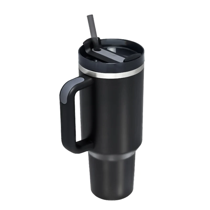 40oz Stainless Steel Vacuum Insulated Tumbler with Handle and Straw Portable Thermal Mug for Hot and Cold Coffee