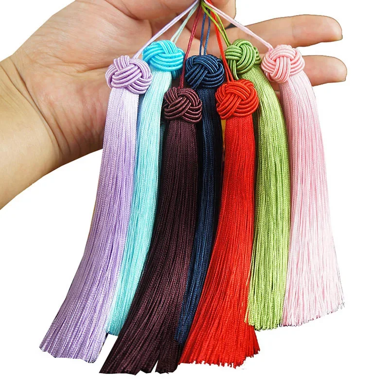 5Pcs 15cm Elegant Polyester Tassels Silky Floss Bookmark Tassels with Pineapple Cap Tassel for DIY Jewelry Making Accessories