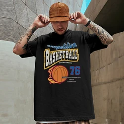 Competition Basketball Tournament 76 Men Cotton T-Shirts Vintage Street Hip Hop Tee Clothing O-Neck Casual Top Mans Short Sleeve