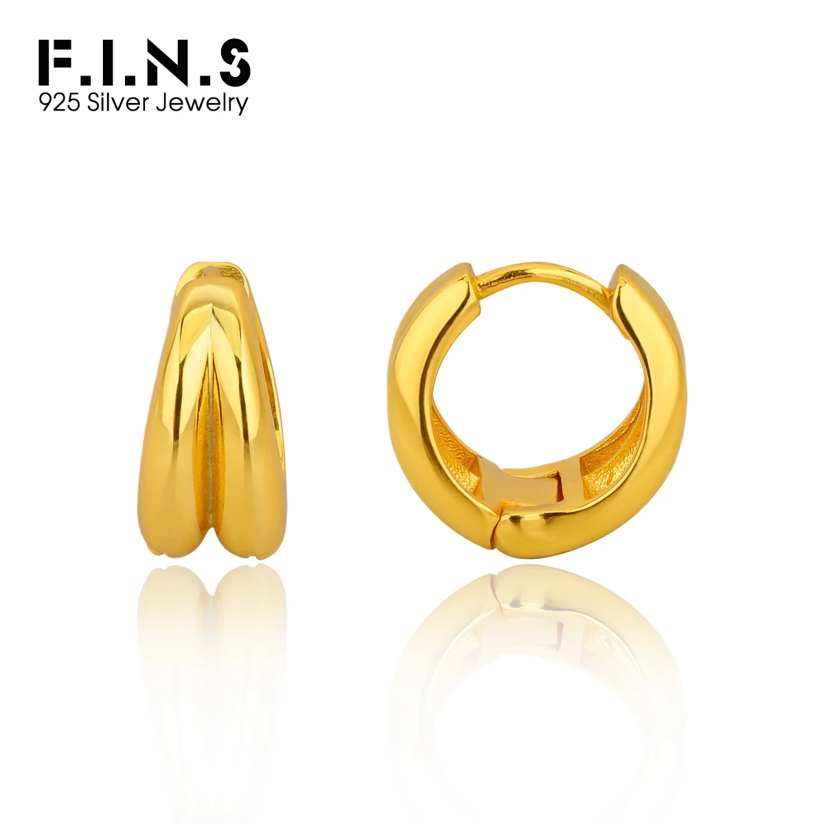 

F.I.N.S Minimalist S925 Sterling Silver Geometric Hoop Earrings Glossy Round Piercing Ear Buckles Hypoallergenic Fine Jewelry