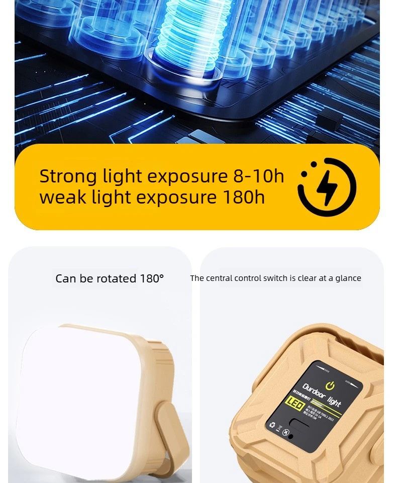 3000LM Superhelle LED-Campinglaterne, Typ-C Schnellladung, Lange Akkulaufzeit 8-180H, Tragbare Außenleuchte mit Haken – Detail 18