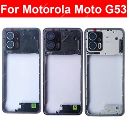 Middle Frame Housing Bezel For Motorola Moto G53 XT2335-2 Middle Frame Holder With Lens Frame No Side Button Spare Repair Parts