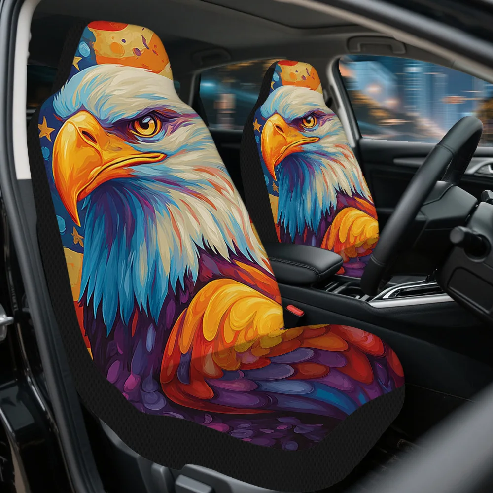 2pcs Independence Day Eagle Print Car Seat Covers – Fit For Cars, Trucks, Vans, And SUVs | Durable Seat Protectors | Easy Insta