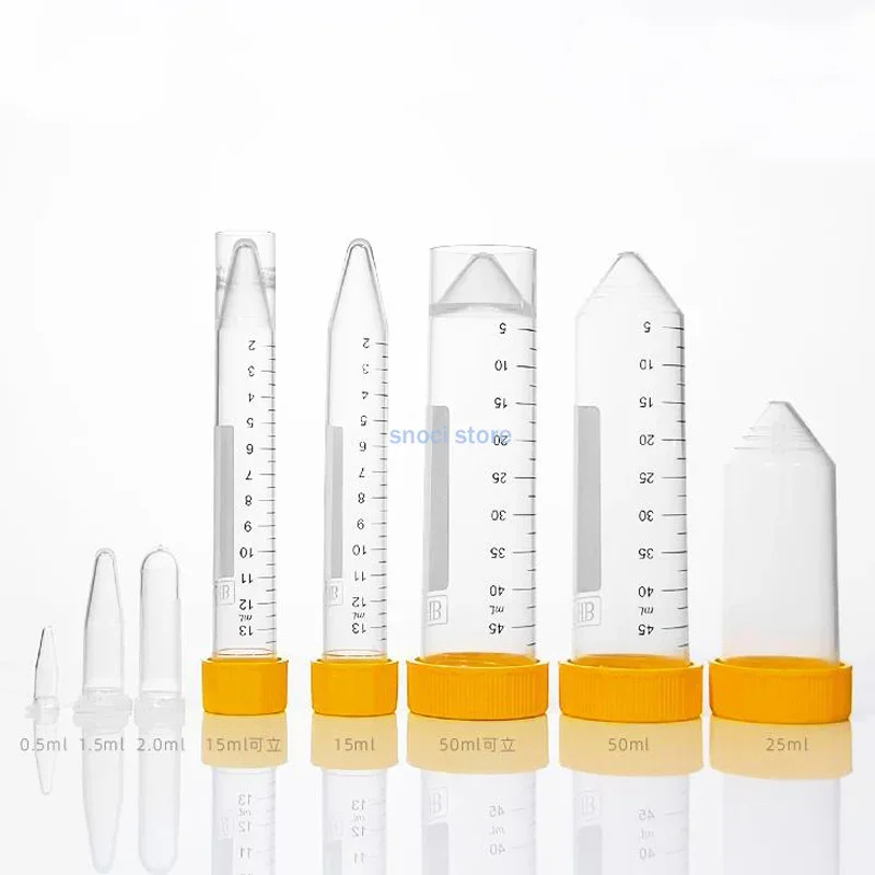 1.5ml ~ 25ml Plastic Screw Cap Sharp Bottom Centrifuge Test Tube with Scale Free-standing Centrifugal Tubes Laboratory Fittings