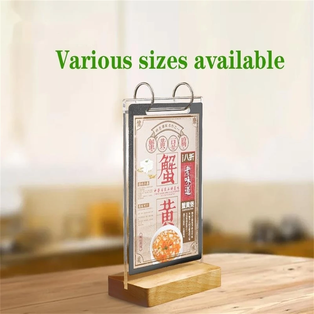 Solid Wood Flop Display Stand Event Page Table Sign Ordering Meal Acrylic Promotional Display Supplies Coffee Shop Menu