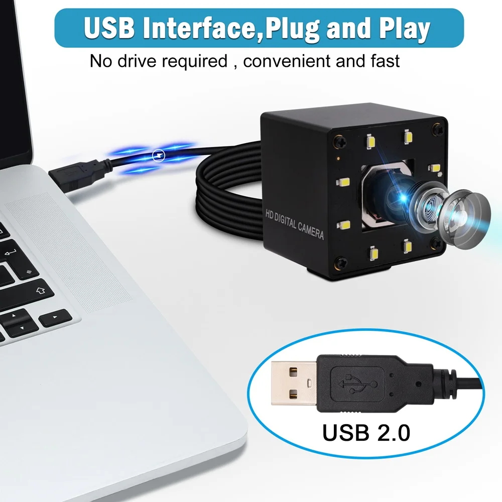 SVPRO 4K Autofocus USB Camera Night Vision IMX415 Webcam with White LEDs Wide Agnle Camera with No Distortion Lens