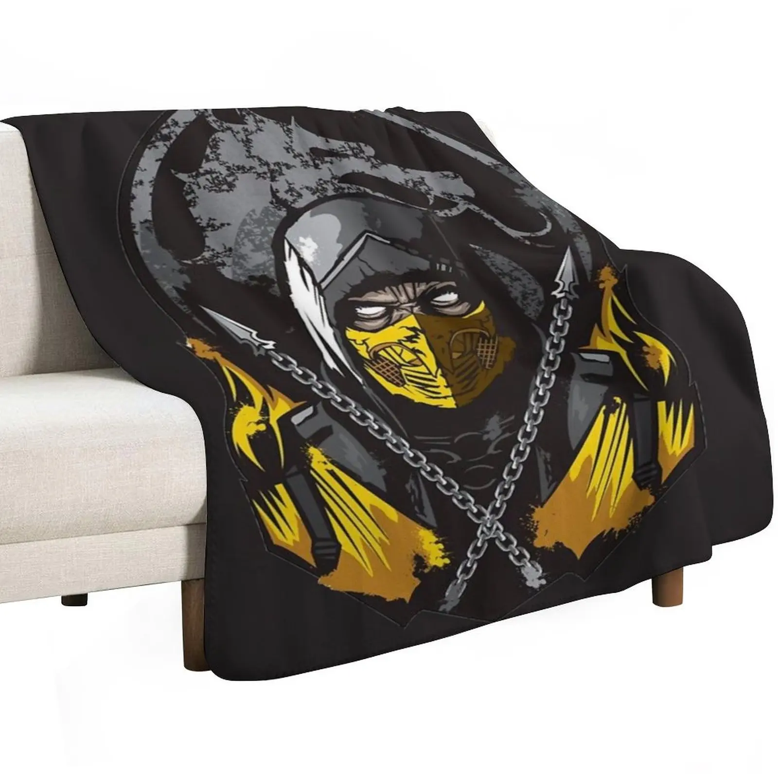 Mortal Kombat Scorpion White Eyes Throw Blanket Plush Cute Comforter Extra Large Throw Heavy christmas decoration Blankets