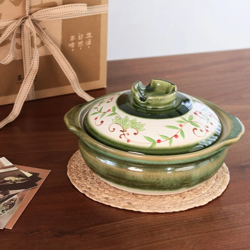 

Underglaze Color Hand-painted Clay Pot for Cooking Ceramic Casseroles High Temperature Resistant Not Easy To Crack Stone Pots