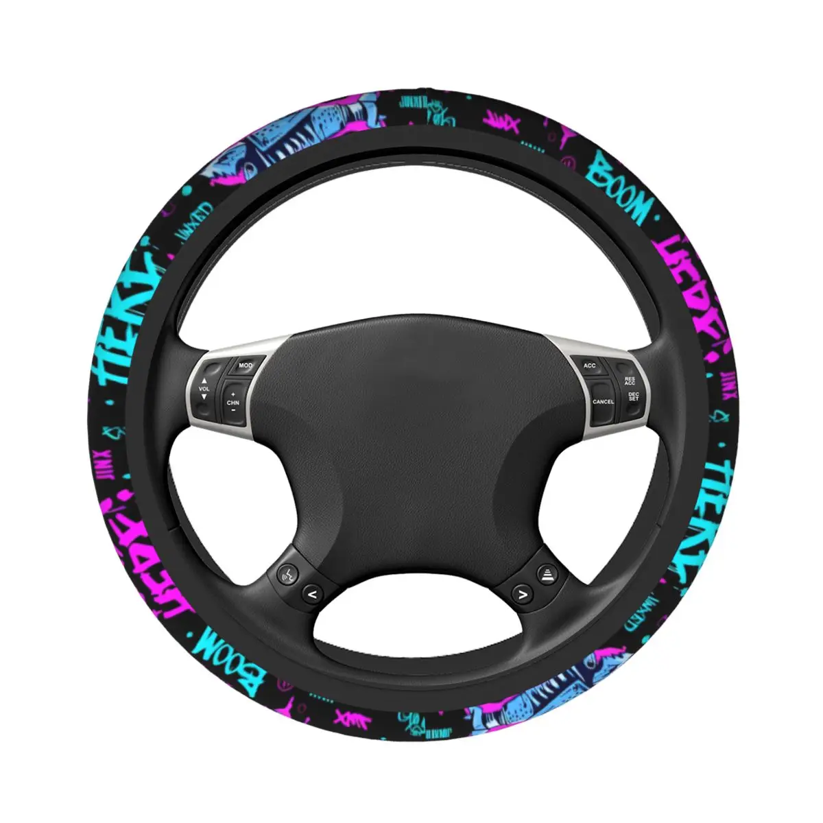 37-38 Car Steering Wheel Cover Jinx Arcane Game Braid On The Steering Wheel Cover Auto Decoration Steering-Wheel Accessories