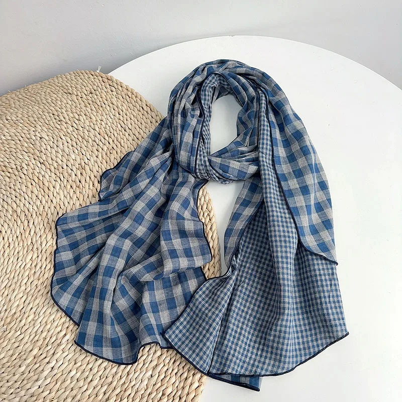 

2025 British Style 100% Cotton Scarf Retro Plaid Women Shawls And Wraps Lady Travel High Quality Large Vintage Scarves 75x180cm