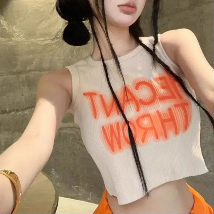 Two-Piece Suit Vest Top High Waist And Leg Pants Vintage Cargo Pants Baggy Trousers Hip Hop Sporty Sweatpants Korean Retro