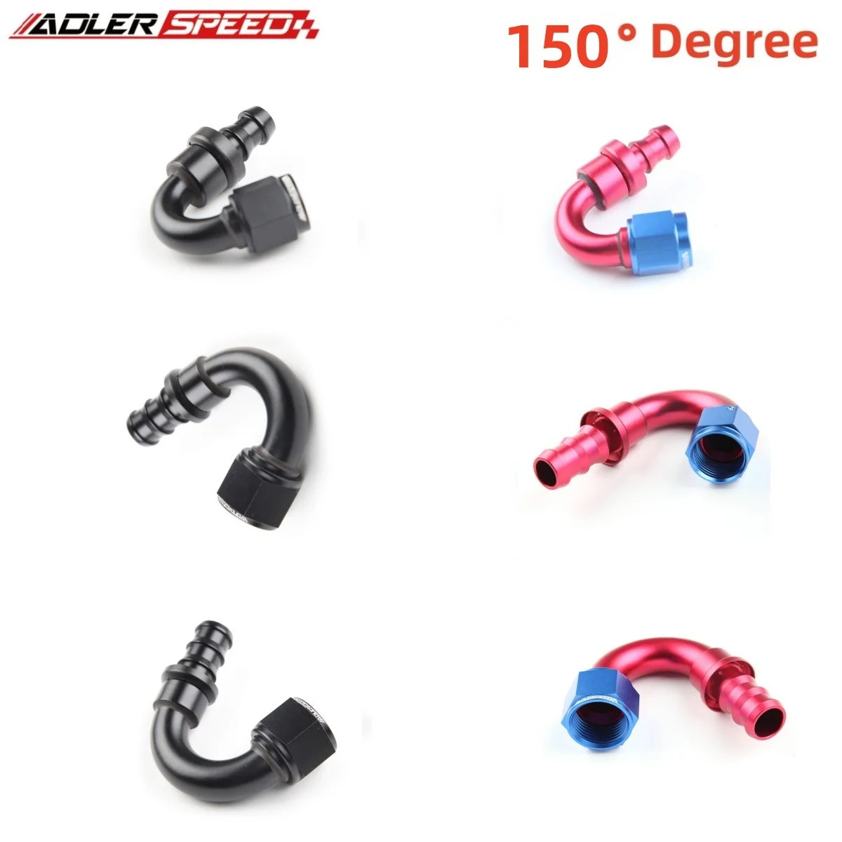 1PCS Universal Aluminum AN4 AN6 AN8 AN10 AN12 AN16 Oil Fuel Fitting Oil Fuel Push On Hose 150 Degree Rubber Tube Hose End