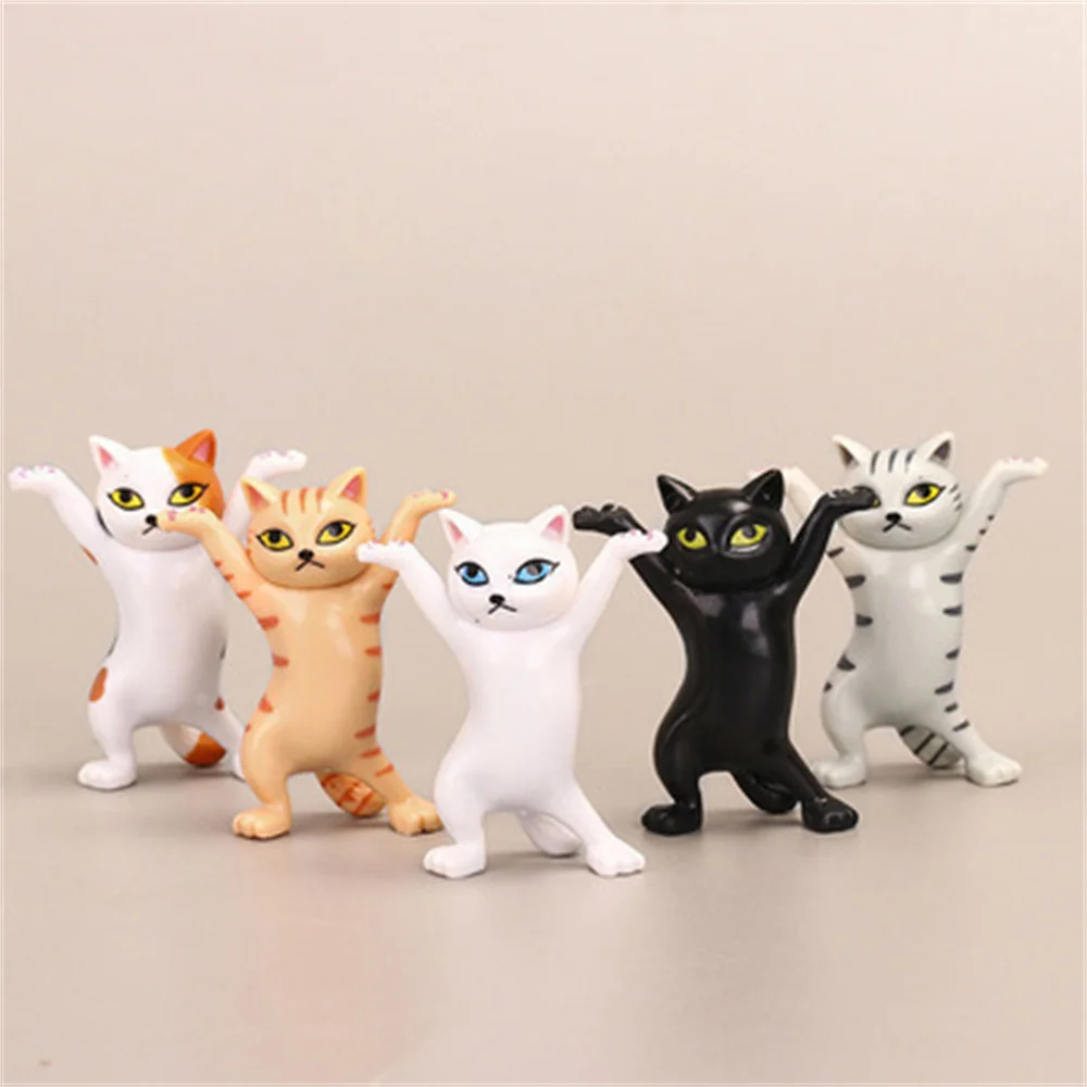 Funny Cat Doll Ornaments Kawaii Cats Pen Holder Plastic Crafts Earphone Support For Room Office Desk Accessories Home Decoration