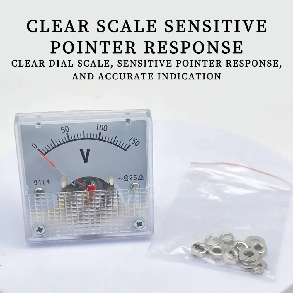 

91L4 Voltage Meter Square DC 0-250V Pointer Type DC Voltmeter Analog Volt Pointer Needle Portable Analog Panel Voltage Gauge