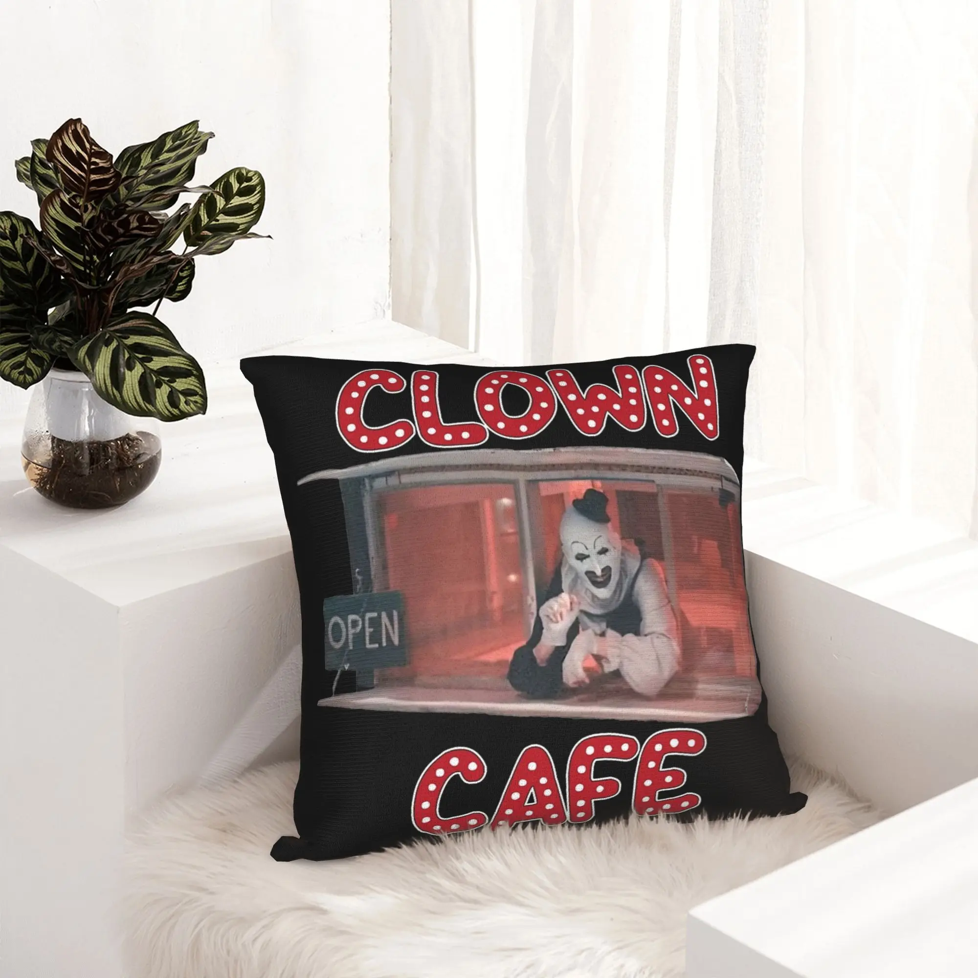 Clown Cafe Terrifier Pillowcase Soft Fabric Cushion Cover Decoration  Pillow Case Cover Home Square 18''