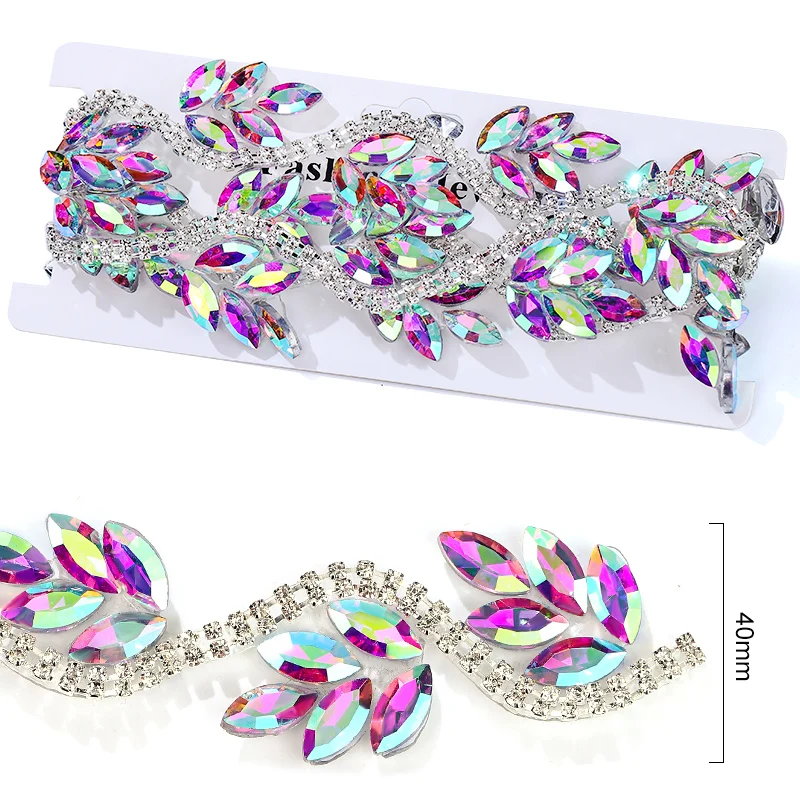 QIAO Strassband Kristall AB Hotfix-Band Funkelndes Netz-Strass-Applikationsband für Kleider, Hochzeitsdekoration, DIY-Basteln – Detail 8