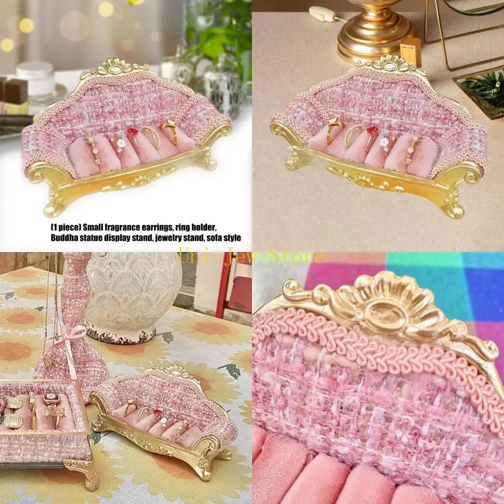 

40GB Decorative Sofa Jewelry Stand Sturdy Fabric Plastic Build Versatile Holder For Earrings Rings Charm Countertop Display