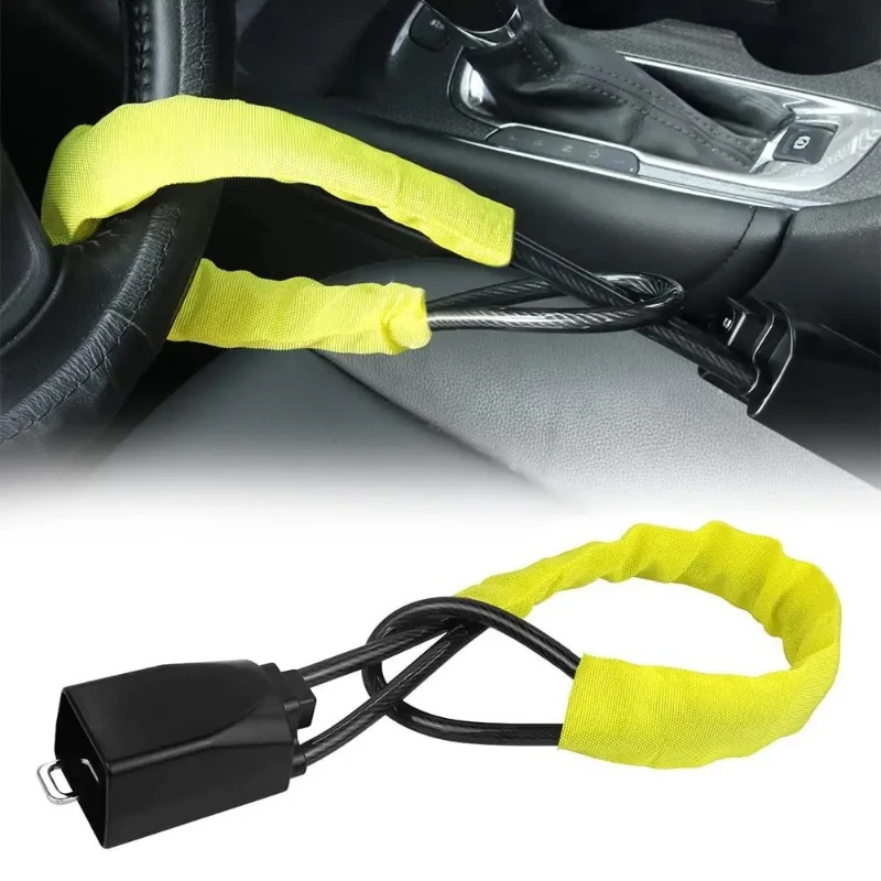 Universal Antitheft Device for Car Steering Wheel Lock with Seat Belt Buckles with 3 Keys Anti Theft for Truck SUV Van RV Safety