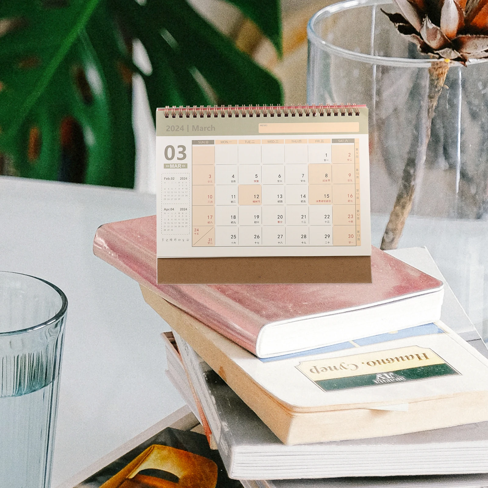 

3 Pcs Small Desk Calendar Simple Notepad Office Desktop 2023-2024 Coated Paper Table
