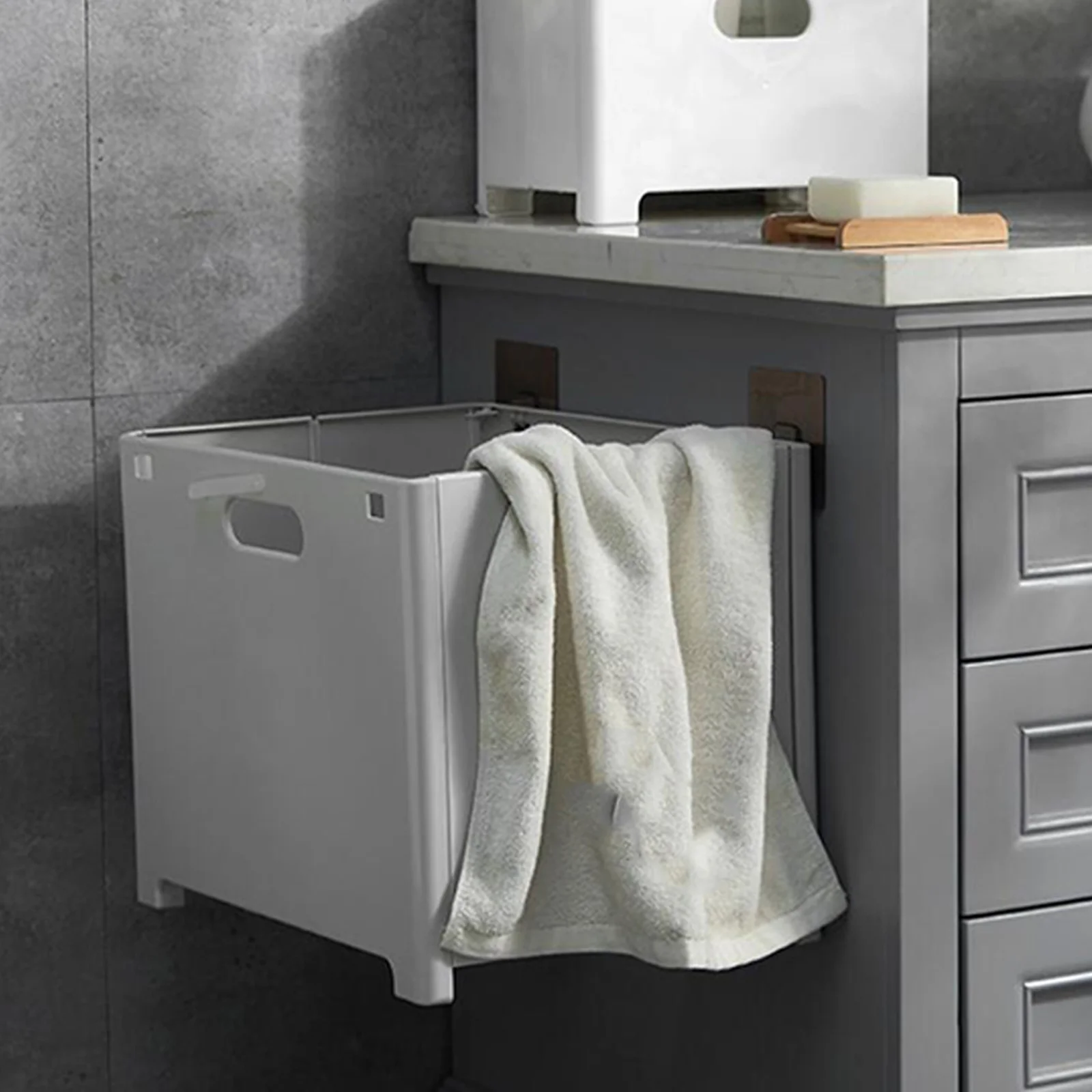 

1Pcs Hanging Storage Basket Foldable Waterproof Organizer for Bathroom Bedroom Home Use Sock Underwear Clothes Towel Soap Makeup