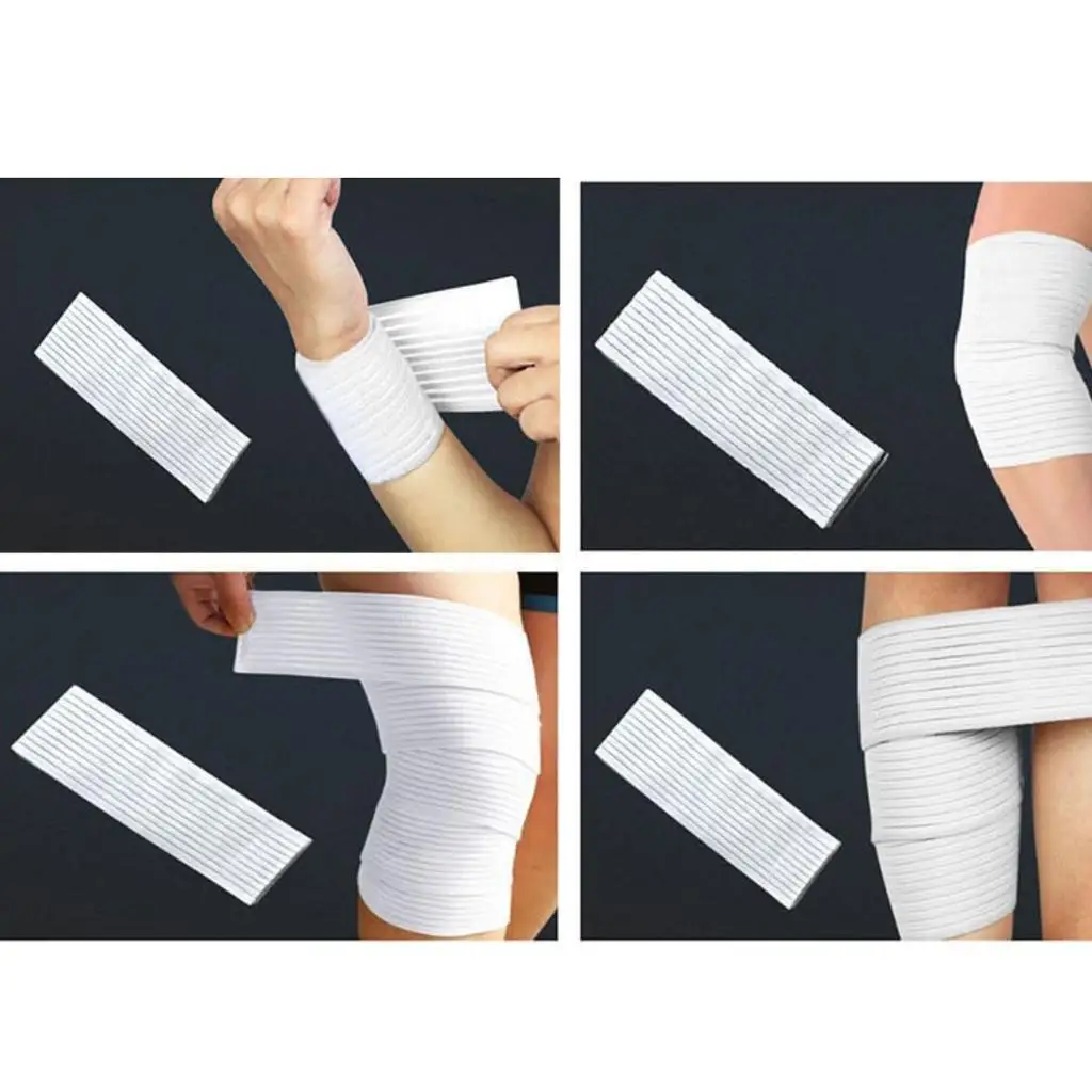 4x Compression Elbow Thigh Leg Wraps Support Sleeve Brace Bandage Straps Guard - White, 200cm