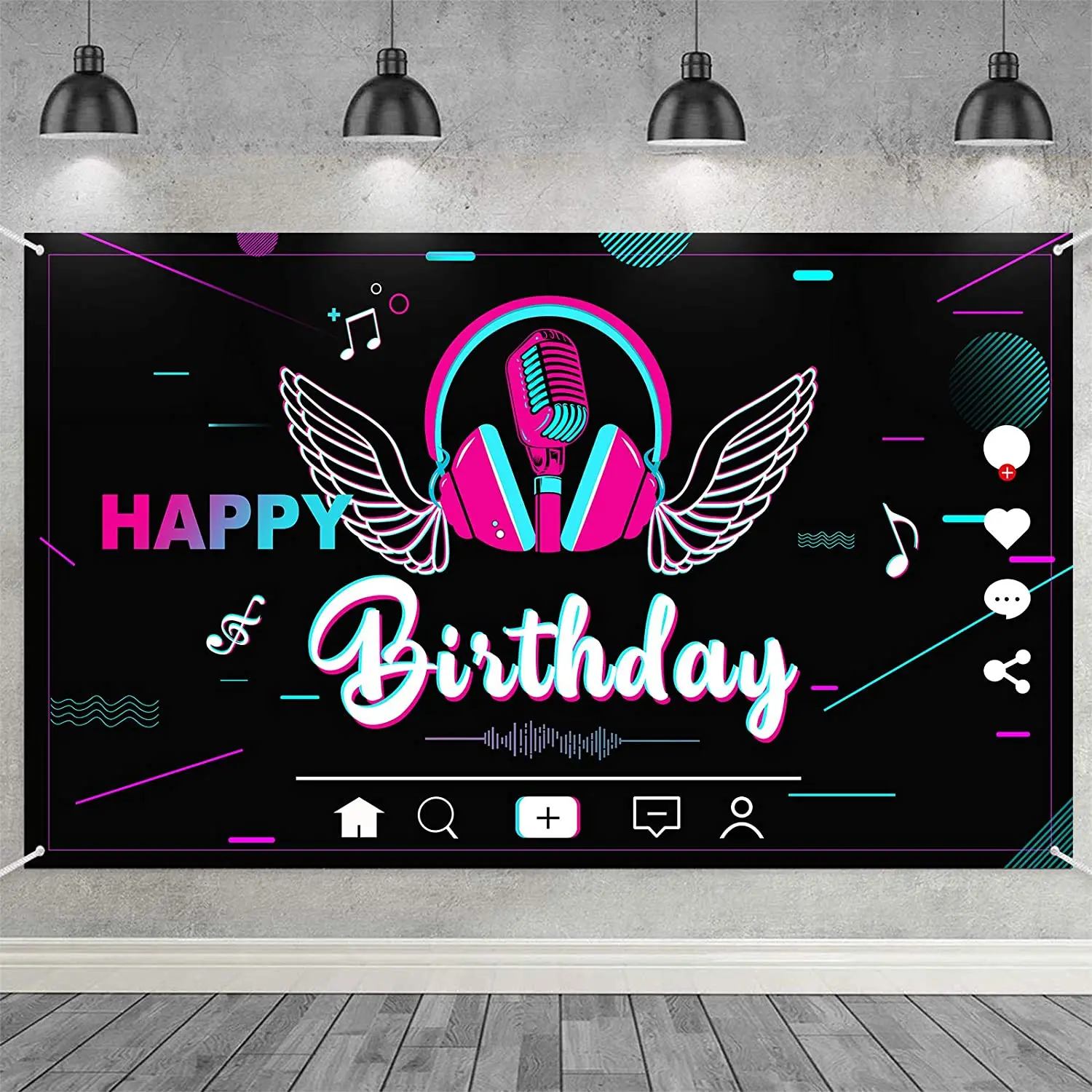 

Musical Photography Backdrop Kids Happy Birthday Party Decoration Banner Background Social Media Theme Party Supplies