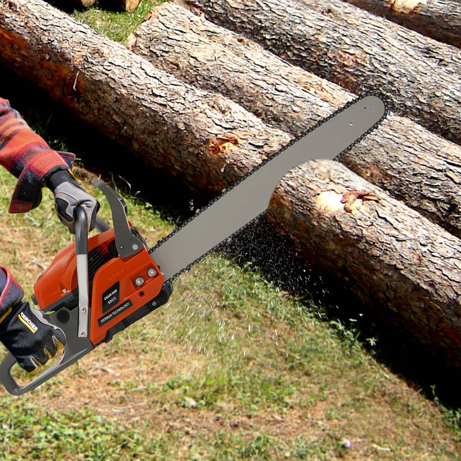 

Бензиновая пила 22 дюйма 60CC, ручная аккумуляторная бензиновая цепная пила, садовый электроинструмент для обрезки фермы, лесозаготовок