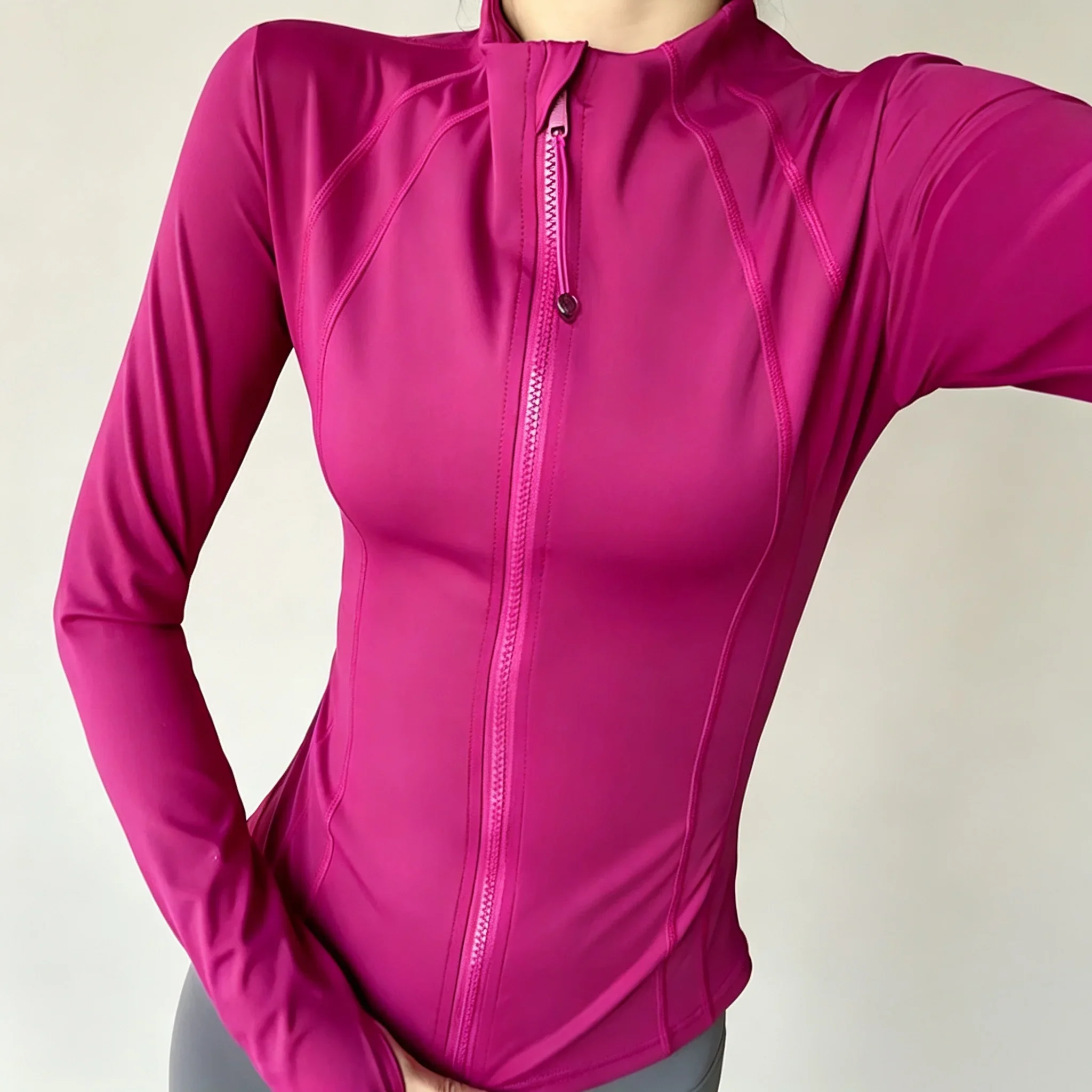 Breathable Yoga Suit Women High End Standing Collar Long Sleeve Gym Fitness Top Windproof Running Set Free Shipping women sets