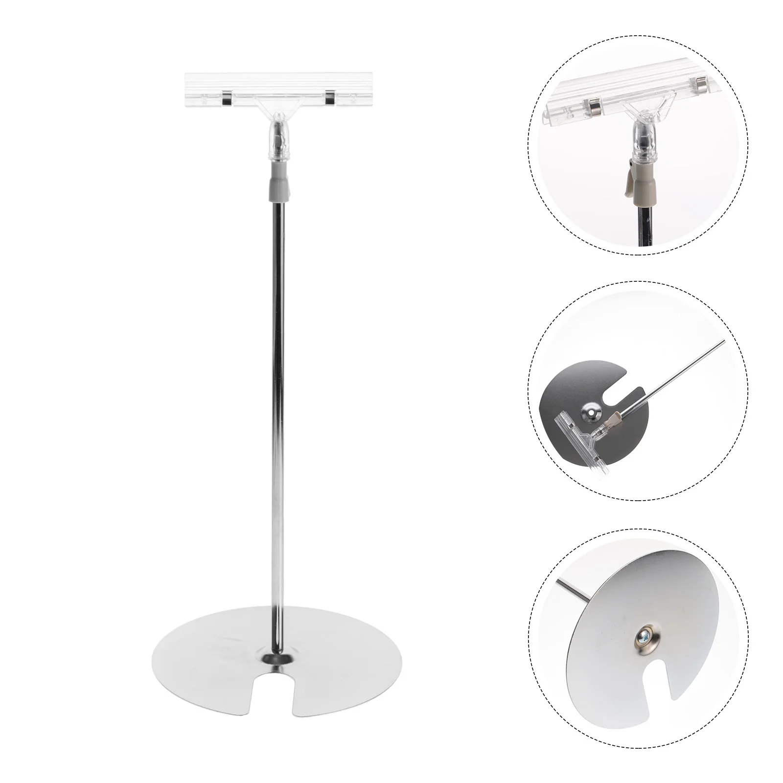 Présentoir d'affiche réglable en forme de T en acier inoxydable, support de bannière, support de panneau publicitaire de bureau pour affichage de panneaux