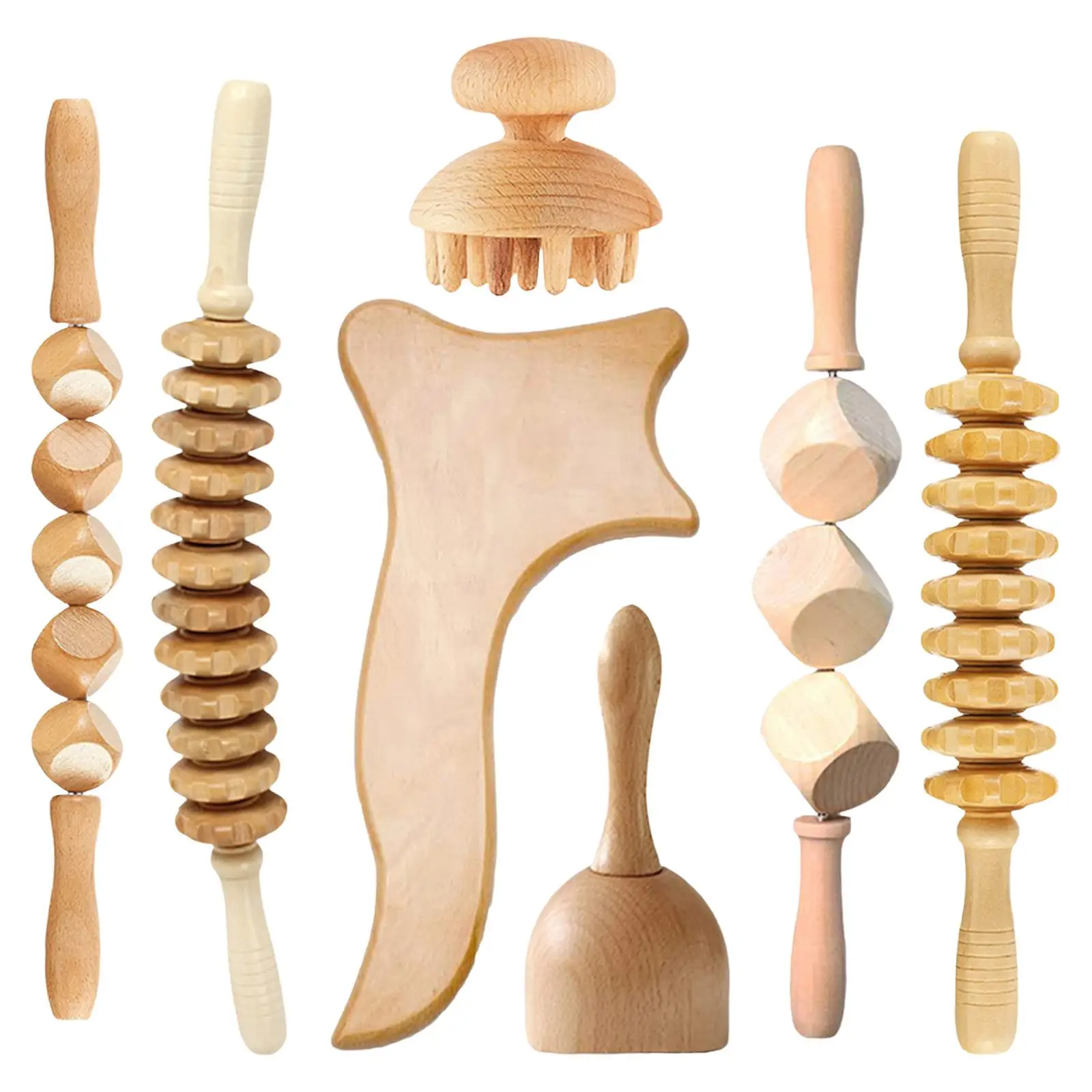 

7 Pieces Manual Wood Massage Tools Lymphatic Drainage Massager