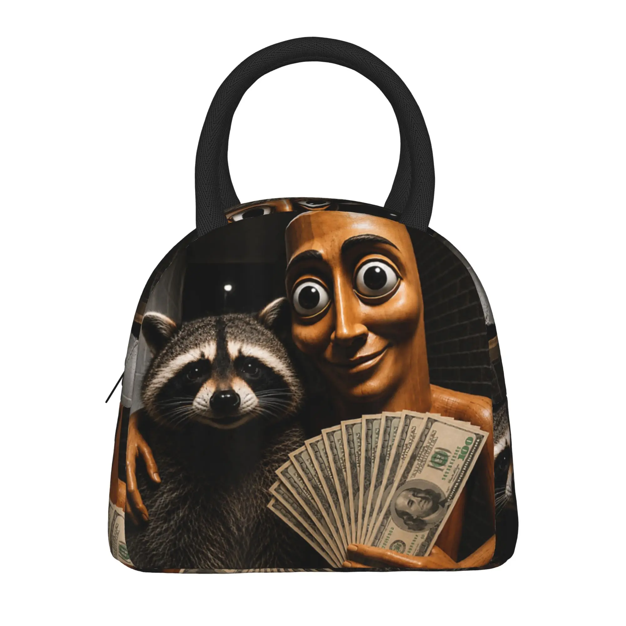 There is Motion at Your Front Tung Tung Sahur Jimothy Money Lunch Bag Cute Lunch Box For Unisex Office Portable Cooler Bag