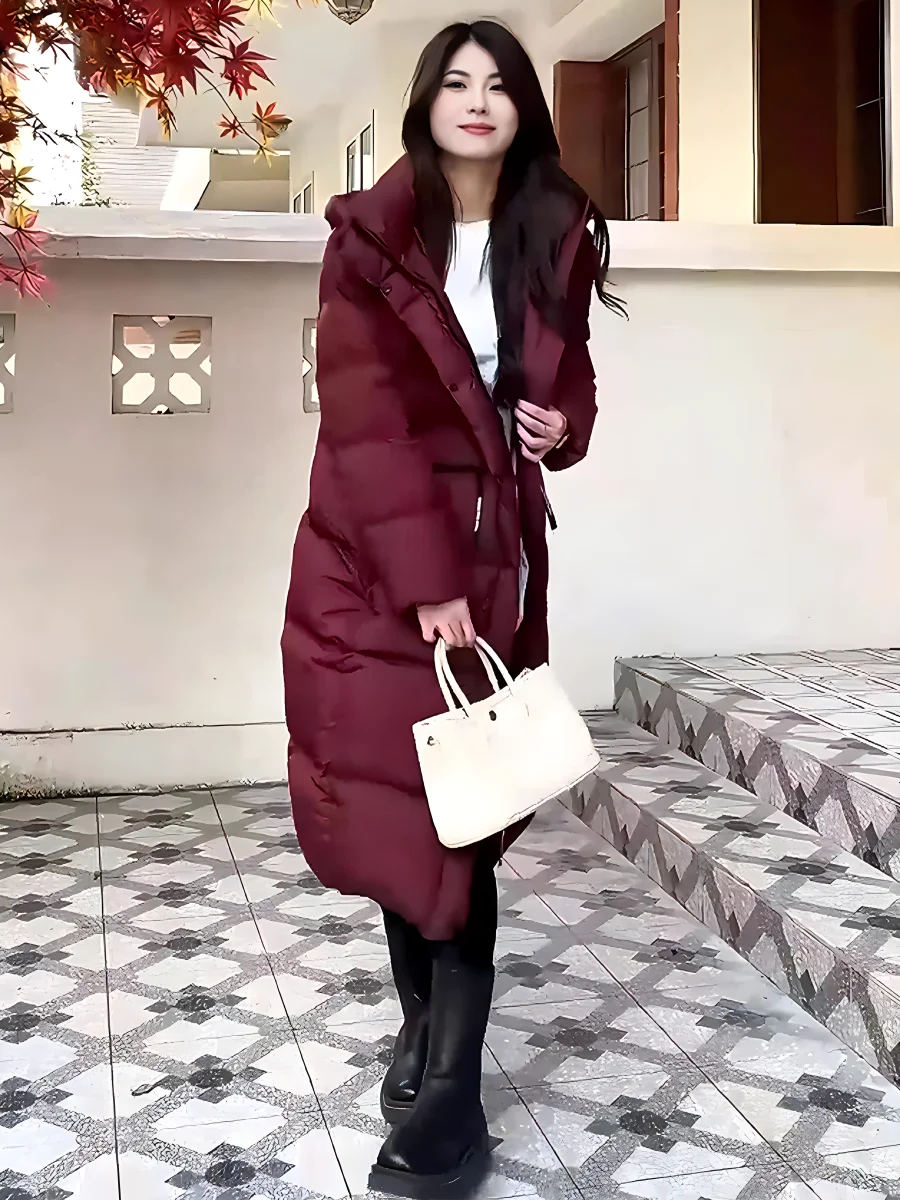 

Faionable Casual High-End White Du down Long Jaet Women's Trendy Hooded Stand Collar Coat Thiened Winter New Arrival
