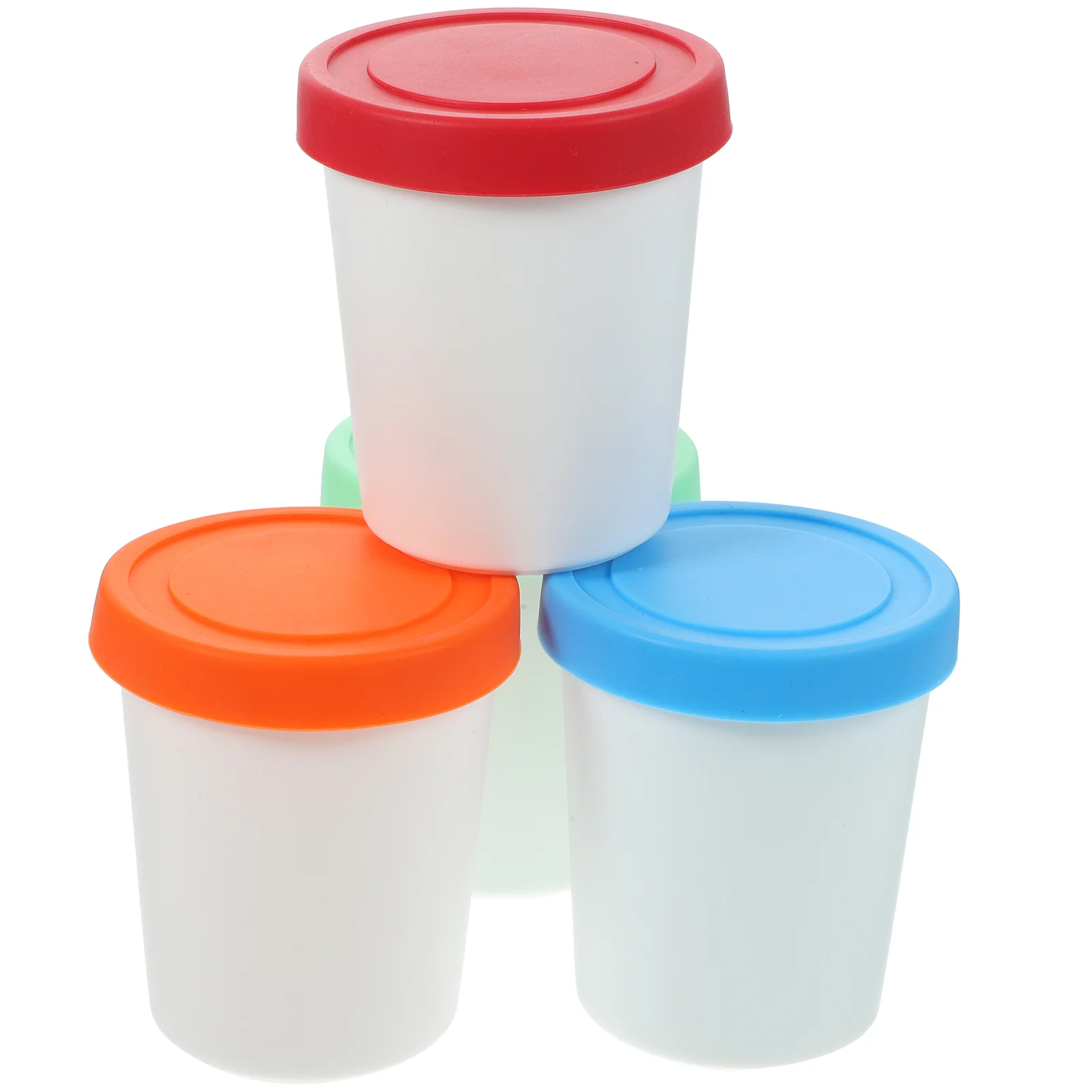 

4 Pcs Ice Cream Cup Food Storage Bucket Dessert Freezing Bowls Container with Lid Yogurt Round Lidded Packing Freezer Silicone