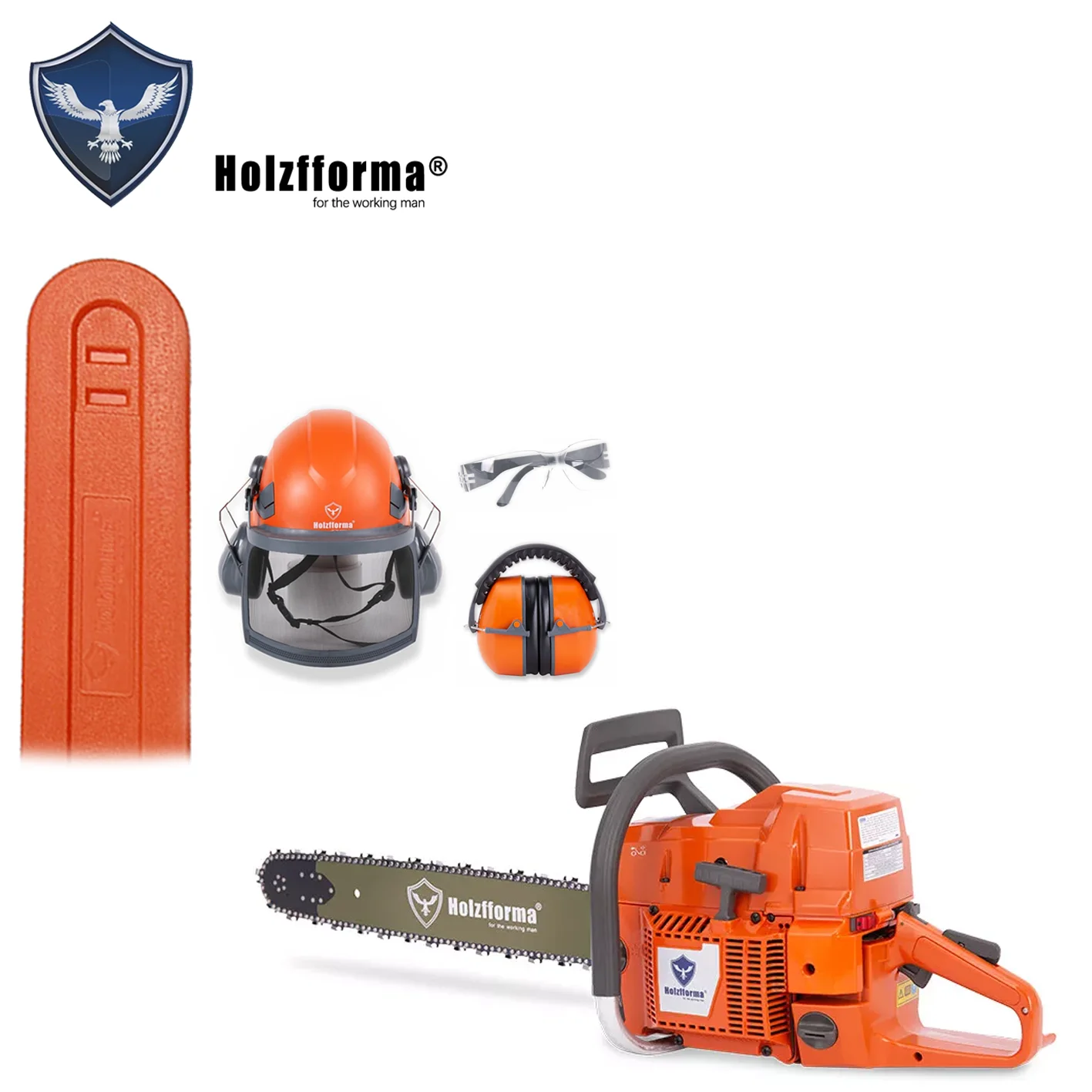 Farmertec 87cc Holzfforma G288 Gasoline Chainsaw .058 20inch Bar Cover and Chain Glasses Hat Headband