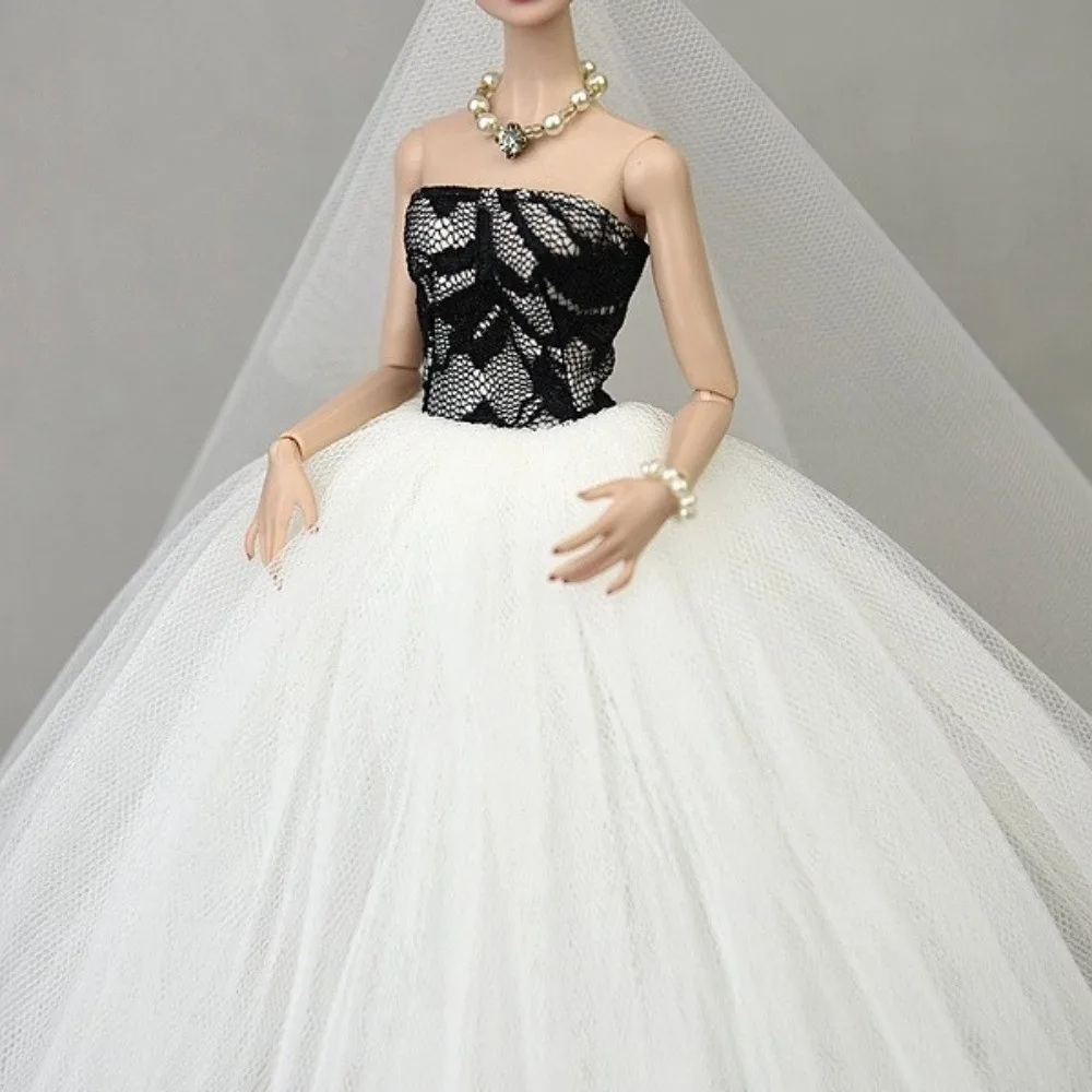 Elegant met sluier pop trouwjurk veelkleurig cadeau pop jurk kostuum effen kleur pop jurk kleding 1/6 BJD pop