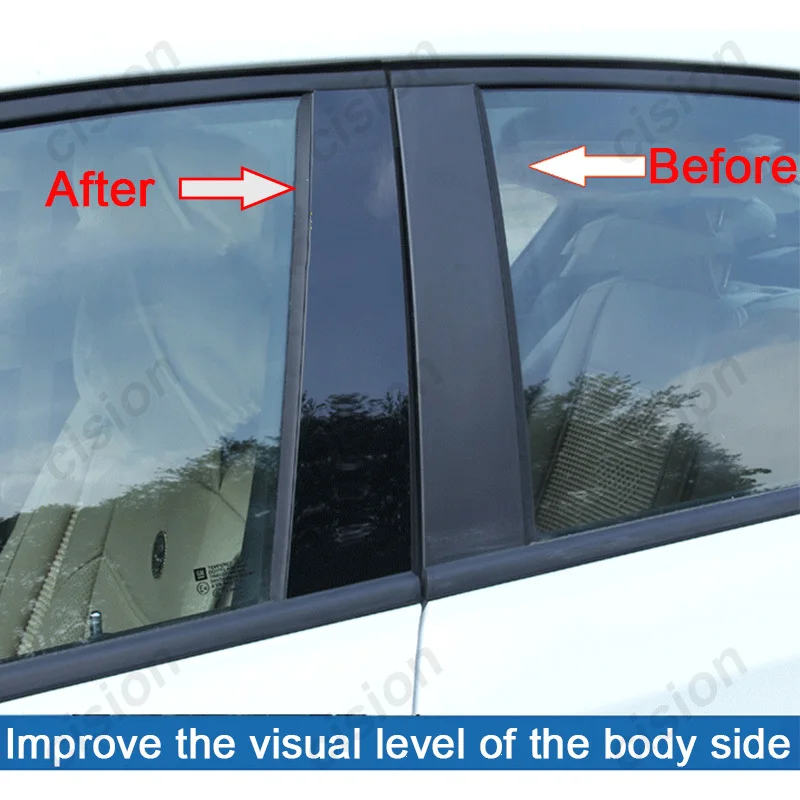 Car Window Door Pillar Post Cover Trim for Nissan Sentra G10 N16 Bluebird Sylphy Almera Classic Black Mirror Effect PC Sticker