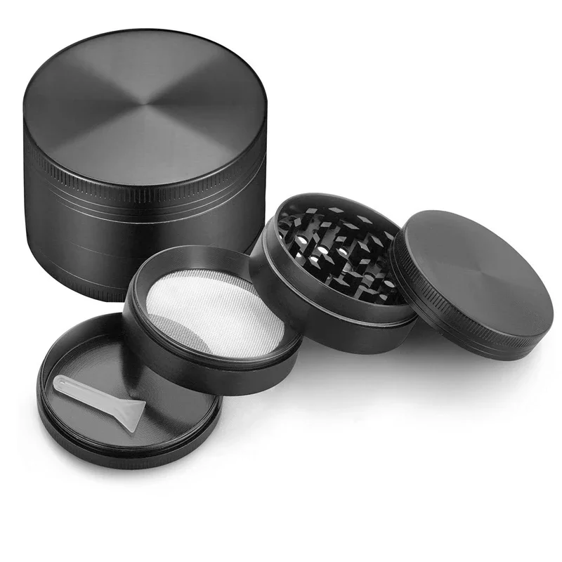 2024 4-layer Aluminum Herbal Herb Tobacco Grinder Smoke Grinders Smoking Pipe Accessories Black Smoke Cutter Dropshipping