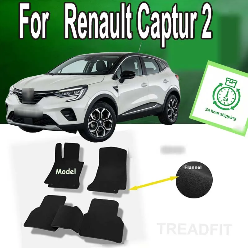 

Nylon Suede Car Floor Mats For Renault Captur 2 JB JE 2020~2023 Carpets Footpads Anti-slip Cape Rugs
