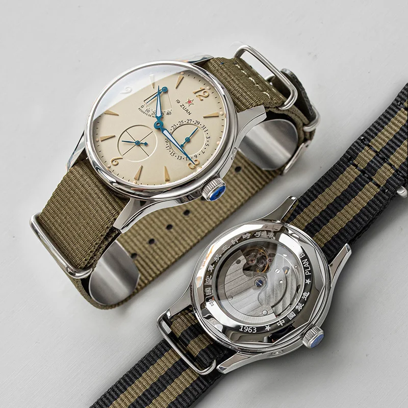 Relógio mecânico alemão retro piloto relógio masculino 1963 safira à prova dwaterproof água luminosa relógio masculino de aço inoxidável casual