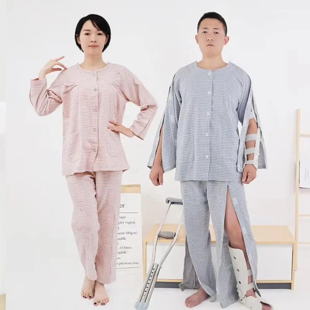 

Convenient Bedridden Elderly Care Clothing Skin-Friendly Washable Tear Away Recovery T-Shirt Soft Breathable Button Tops