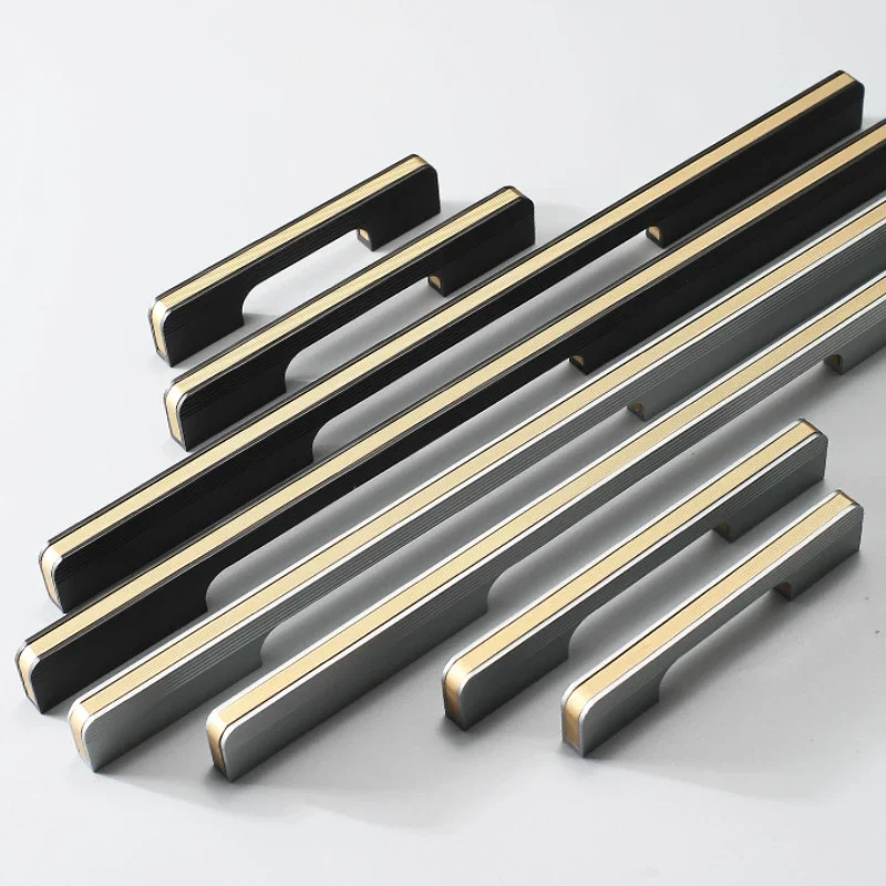 Black/Sliver Gold Furniture Decoration Handle Edge Aluminium Alloy Profile Long Pull Wardrobe Cupboard Cabinet Handle Hardware