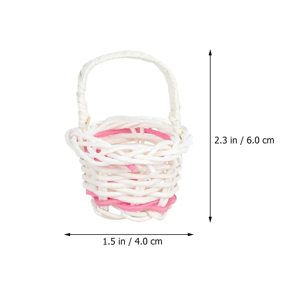15 szt. Mini Koszyki z Rattanu, Przenośne, Plecione, Pojemniki na Cukierki, Ręcznie Robione, Rustykalne Dekoracje, Małe Koszyki na Kwiaty na Biurko, Mini Koszyki Plecione