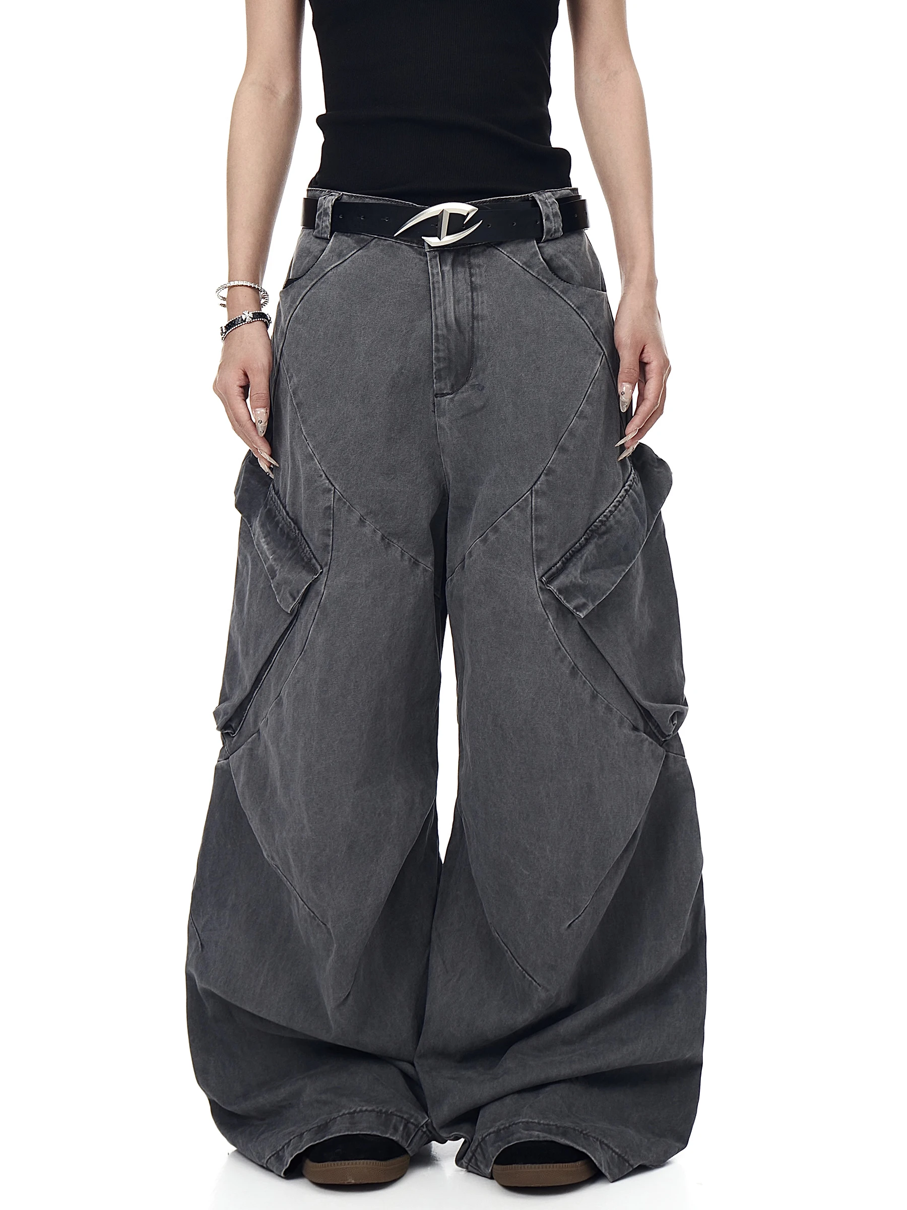Calças de Trabalho Retro Americanas com Múltiplos Bolsos, Jeans Casuais Soltos para Homens e Mulheres, Confortáveis para o In...