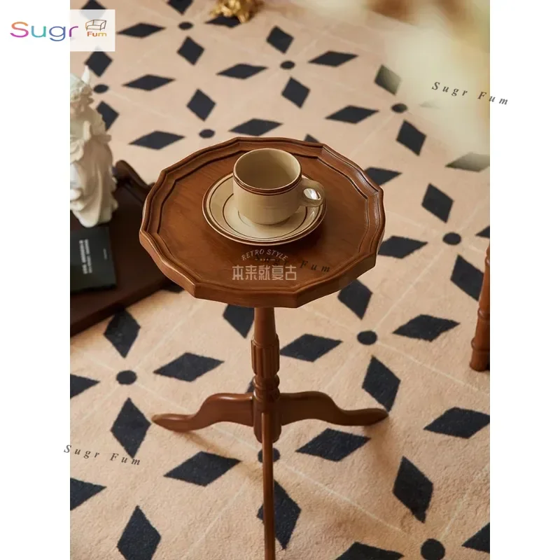 

design sofa edge few American solid wood coffee table living room home decoration ornament bedside medieval table