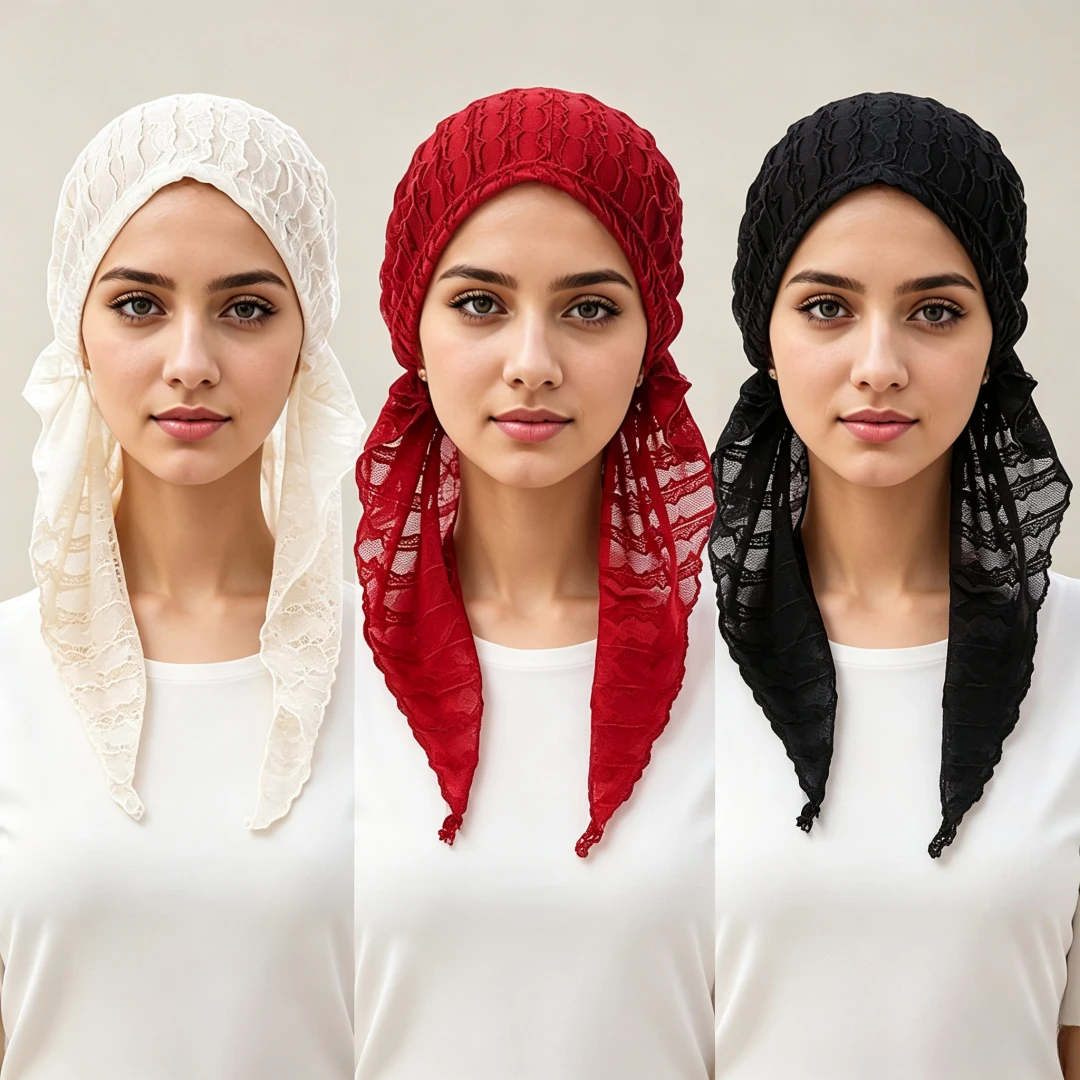 Middle Eastern Women's Solid Color Pleated Pullover Hat Curved Design Comfortable Versatile Hair Concealing Airplane Cap Fashion Simple Daily Headscarf