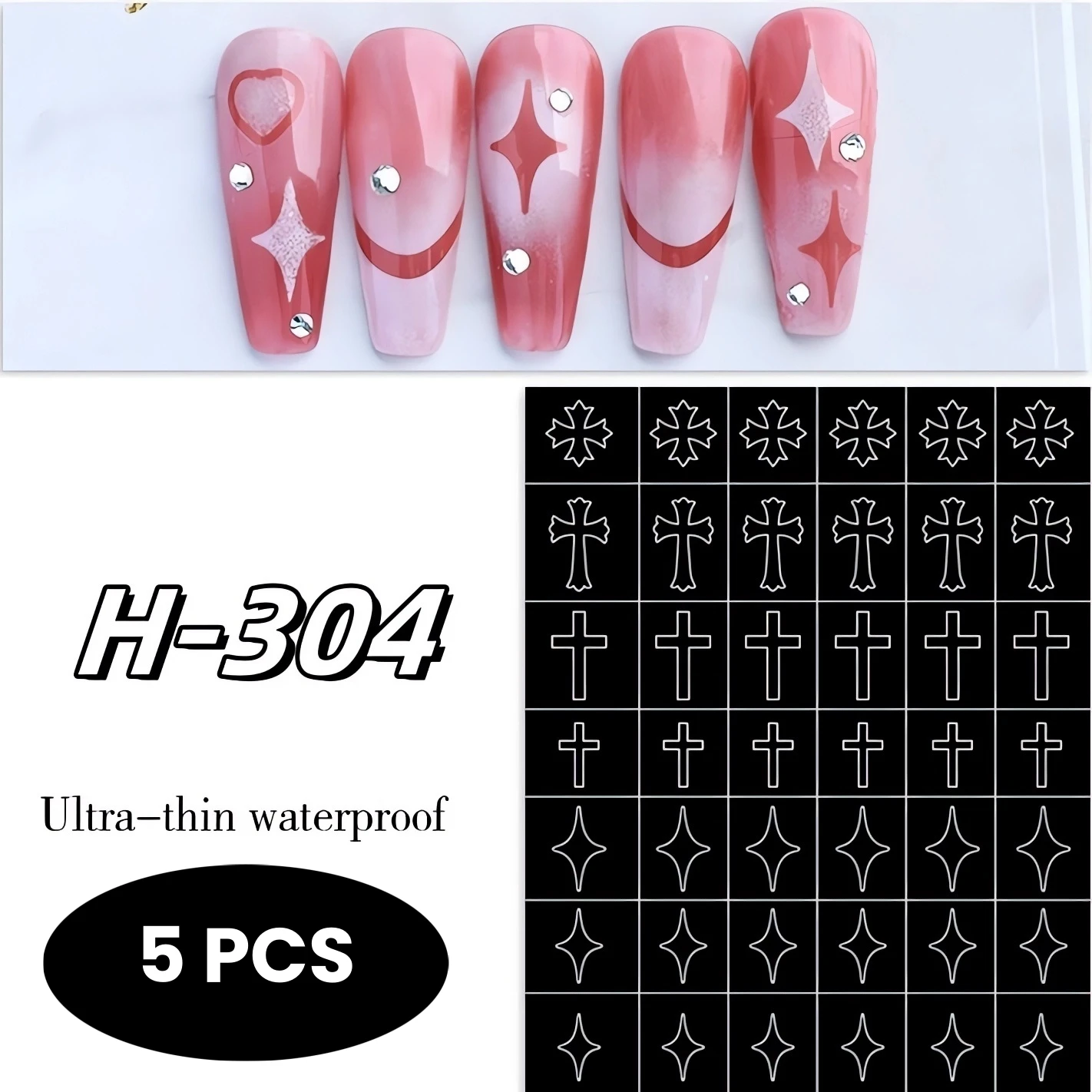 5 PCS Nail Art Airbrush Stencils - Reusable Hollow Design with Heart & Butterfly Patterns for Professional Manicures